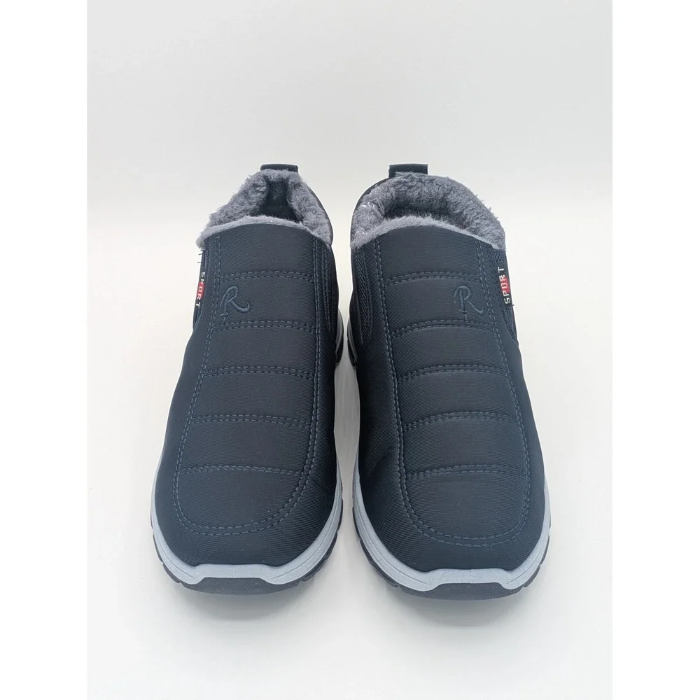 Unbranded Nylon Puffer Booties Size 10 Navy Blue Faux Fur Lined Winter Shoes